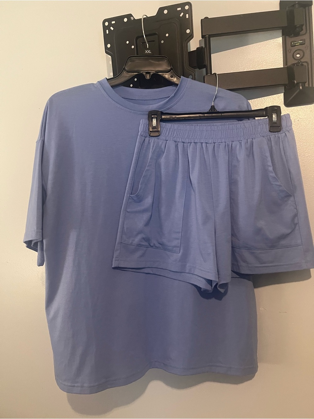 SHEIN Women's Relaxed Tee and Elastic Waist Shorts Set - Light Blue